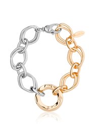 Mixed Metal Chain Link Bracelet - Gold