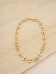 Modern Chains with Crystal Links 18k Gold Plated Necklace - 18k Gold Plated