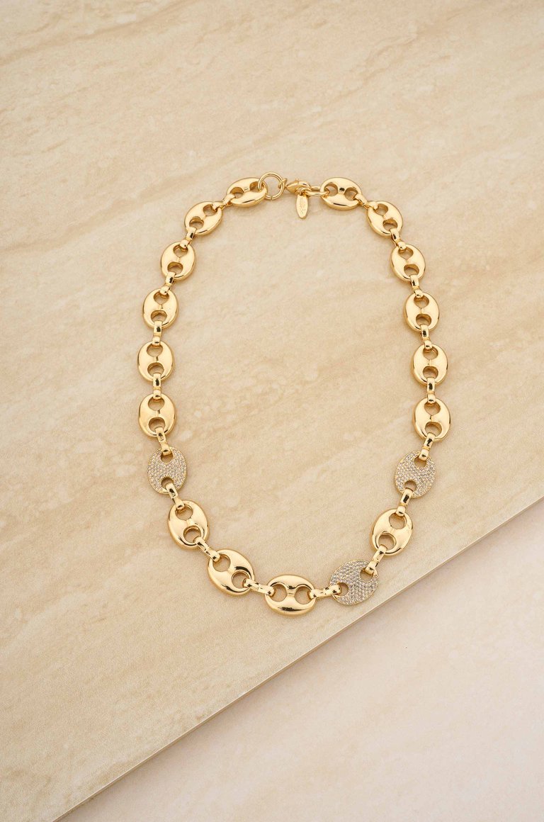 Modern Chains with Crystal Links 18k Gold Plated Necklace - 18k Gold Plated