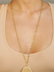 Modern Keepsake 18k Gold Plated Tan Weave Pendant Necklace