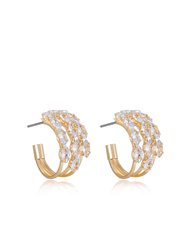 Multi-Crystal Huggie 18k Gold Plated Hoop Earrings