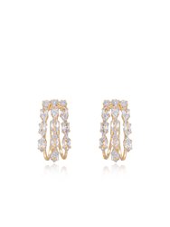 Multi-Crystal Huggie 18k Gold Plated Hoop Earrings