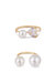 Multi-pearl & Crystal Adjustable 18k Gold Plated Ring Set - Gold