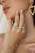 Multi-pearl & Crystal Adjustable 18k Gold Plated Ring Set