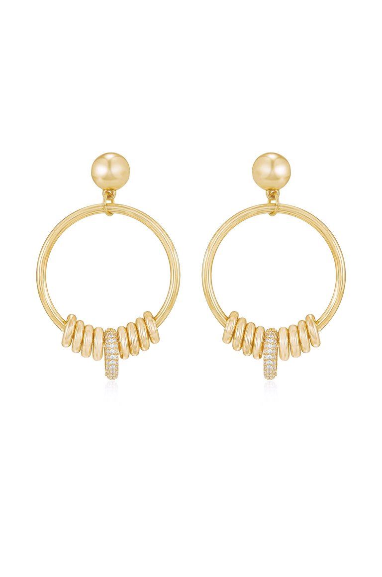 Multi-Ring Slider 18k Gold Plated Earrings - Gold