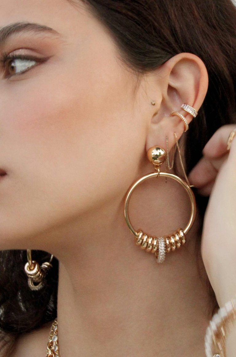 Multi-Ring Slider 18k Gold Plated Earrings