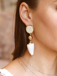 Nautical Shell & 18k Gold Plated Dangle Earrings