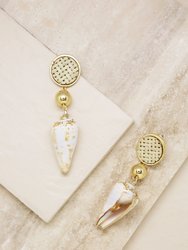 Nautical Shell & 18k Gold Plated Dangle Earrings - Gold