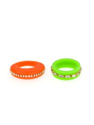 Neon Days Orange And Green Resin Ring Set