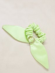 Neon Scrunchie with Crystal in Lime Green - Lime Green
