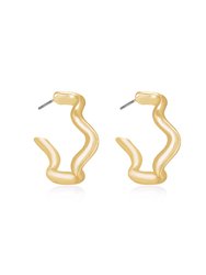Only An Illusion Wavy Hoop Earrings - Gold