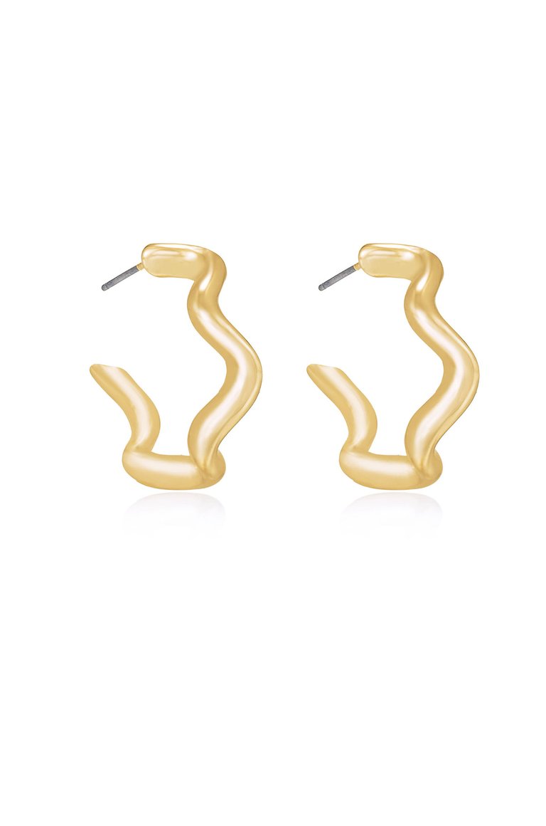 Only An Illusion Wavy Hoop Earrings - Gold