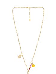 Only Good Vibes 18k Gold Plated Charm Necklace - 18k Gold Plated