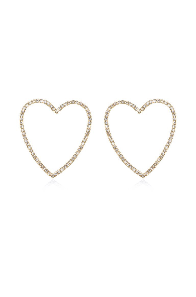 Open Your Heart Crystal Hoop Earrings - Gold