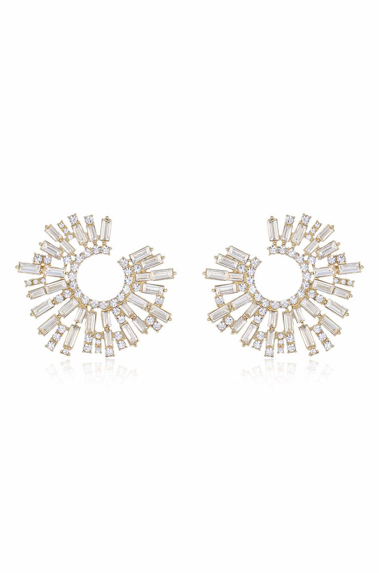 Opulent Crystal Stardust 18k Gold Plated Open Circle Earrings - Clear Crystals