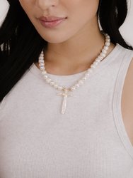 Organic Pearl Cross Necklace