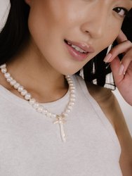 Organic Pearl Cross Necklace