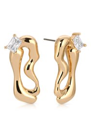 Organic Winding Crystal Earrings - Gold