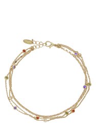 Over the Rainbow Multi-Chain Crystal Anklet - Gold