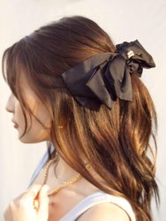 Oversized Bow Scrunchie With Crystal In Black