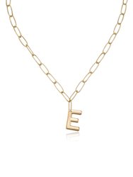 Paperclip Link Initial Necklace - 18k Gold