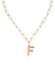 Paperclip Link Initial Necklace - 18k Gold