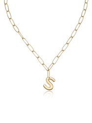 Paperclip Link Initial Necklace - 18k Gold