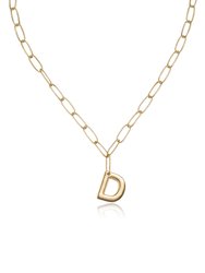 Paperclip Link Initial Necklace - 18k Gold