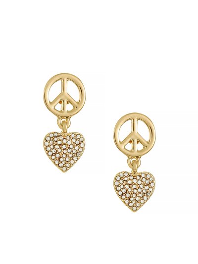 Ettika Peace and Love Crystal Dangle 18k Gold Plated Earrings product