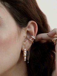 Pearl & 18k Gold Plated Mini Huggie Hoop Earrings