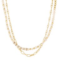 Pearl And Mini Links 18k Gold Plated Necklace Set