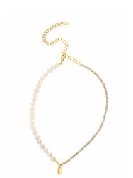 Pearl, Crystal, And Shell 18k Gold Plated Necklace