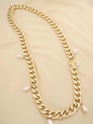 Pearl Dotted Chain Link Belt - Gold
