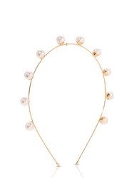 Pearl Studded Headband - Gold