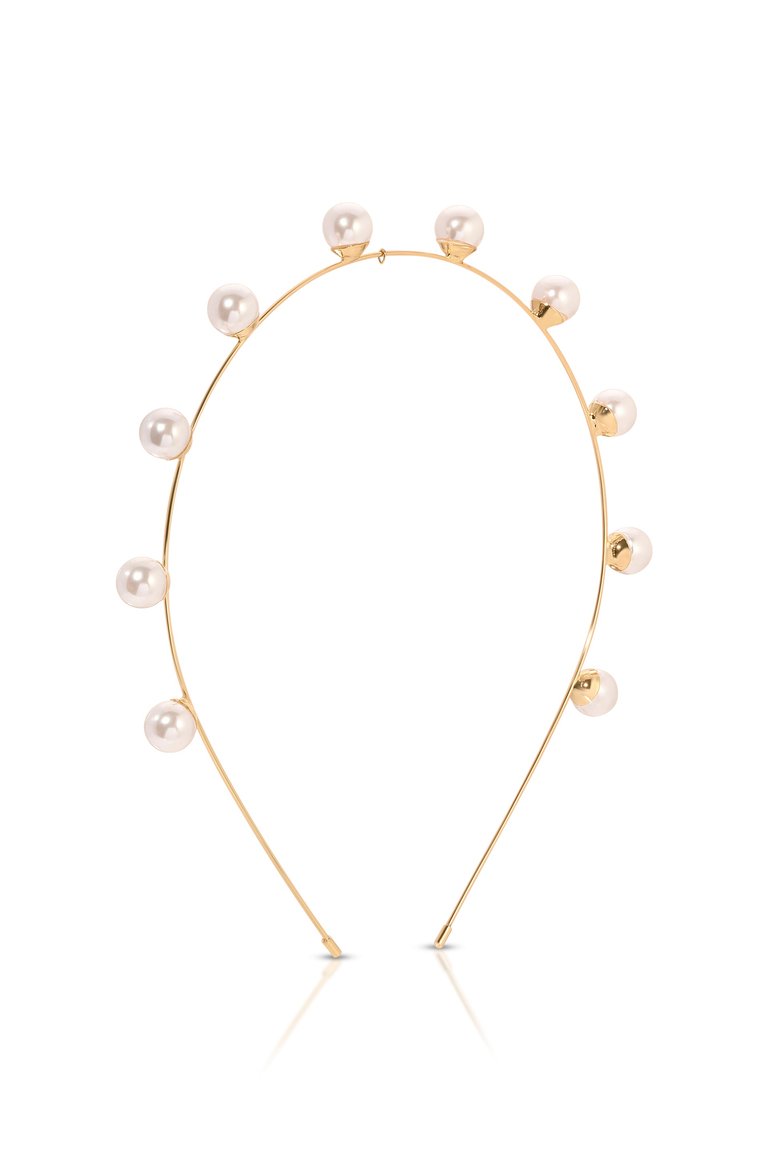 Pearl Studded Headband - Gold