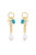 Pearl, Turquoise, And Crystal Charm 18k Gold Plated Dangle Earrings - Gold