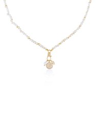 Pearly White 18k Gold Plated Charm Necklace - 18k Gold Plated