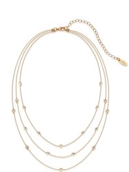 Perfect Crystal Dotted 18k Gold Plated Layered Necklace