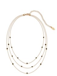 Perfect Crystal Dotted 18k Gold Plated Layered Necklace