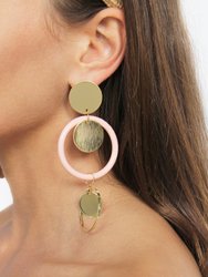 Petunia Light Pink Circular 18k Gold Plated Earrings