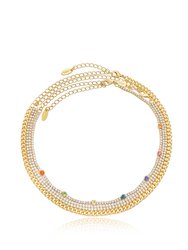 Rainbow & Crystal 18KT Gold Plated Necklace Set - Gold