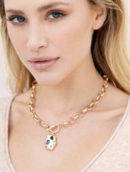 Rainbow Crystal Nugget 18K Gold Plated Toggle Necklace