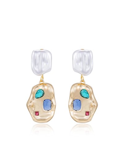 Ettika Rainbow Crystal Nugget & Pearl 18K Gold Plated Earrings product