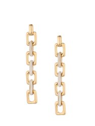 Resin Rectangle And 18k Gold Plated Chain Drop Earrings - Beige Resin