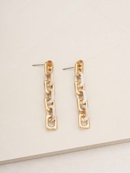 Resin Rectangle And 18k Gold Plated Chain Drop Earrings