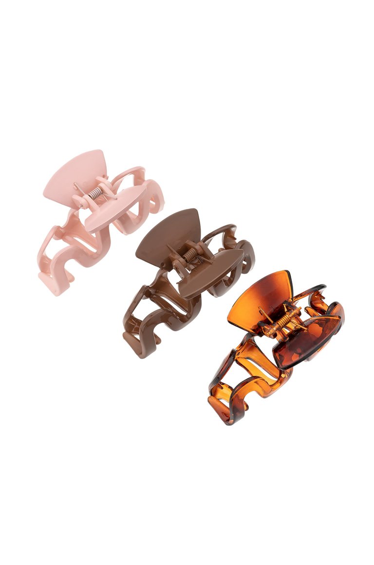 Ride The Wave Hair Claw Set - Brown/Pink/Mauve Acrylic