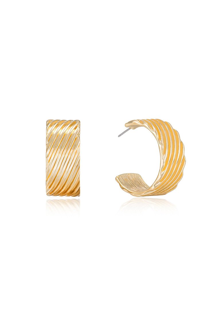 Rigged Lines 18k Gold Hoop Earrings - 18k Gold Plated