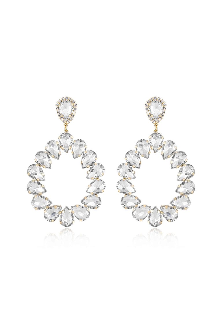 Ring It In 18k Gold Plated Crystal Earrings - Gold