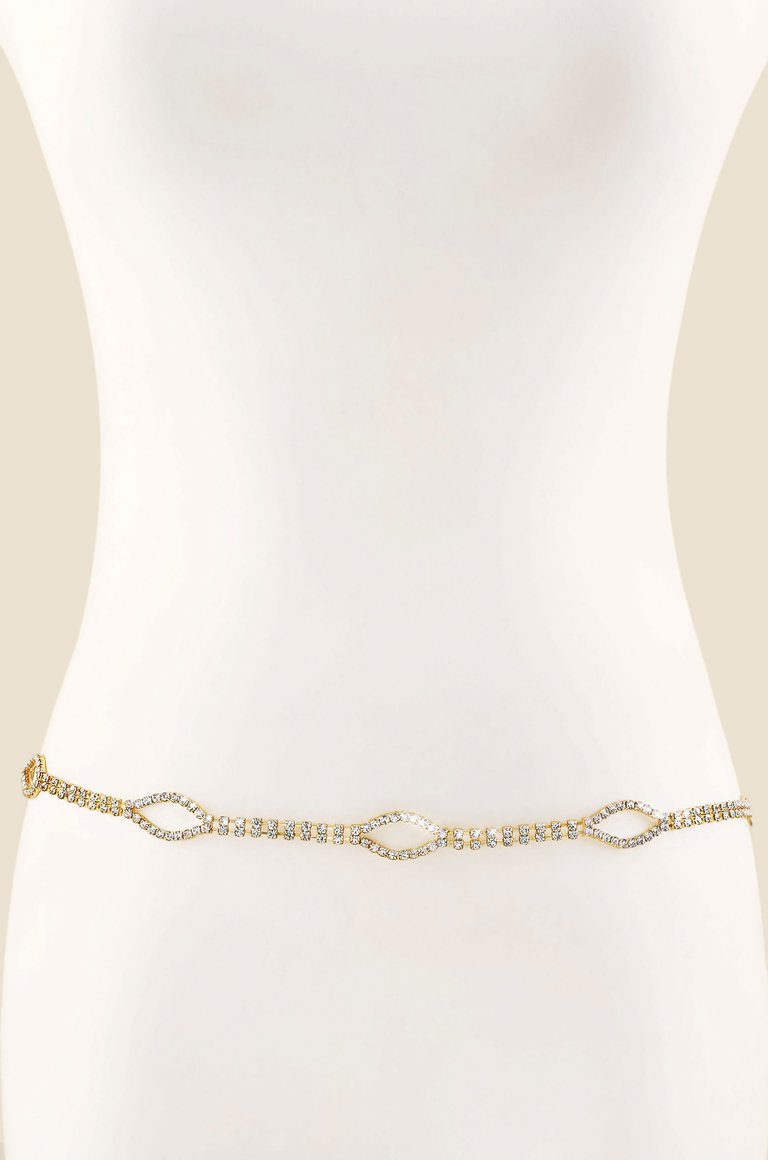 Shine Bright Crystal And Gold Belt - Gold