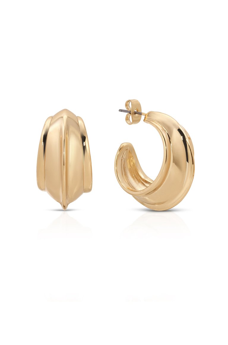 Simple Crescent 18k Gold Plated Earrings - Gold